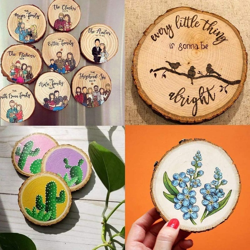 William Craft Natural Wood Slices 25Pcs 3.1-3.5 Inches Unfinished Wood Craft Kit Undrilled Wooden Circles Without Hole Tree Slice with Bark for Arts Painting Christmas Ornaments DIY Crafts - Image 3